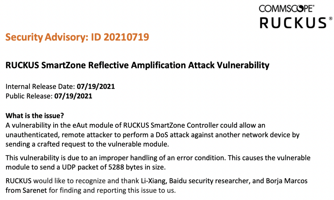 青浦一种利用SmartZone网络控制器的DDoS反射放大攻击