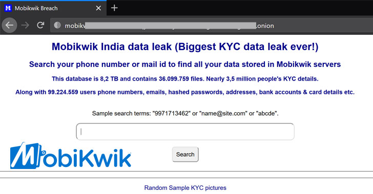 保定MobiKwik 350万用户数据泄露