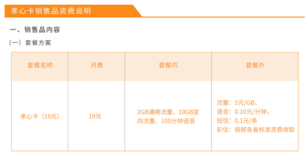尖草坪中国电信推出孝心卡：19元每月、12GB流量、100分钟通话